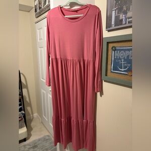 Elegant Pink Long Sleeve Dress